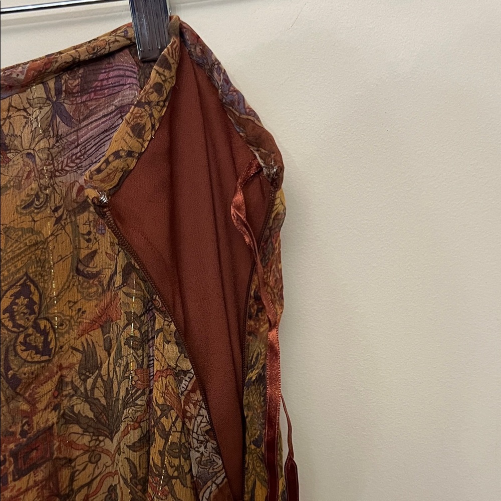 Lauren Ralph Lauren Asymmetrical Floral Maxi Skirt in camel and cinnamon - Picture 4 of 5
